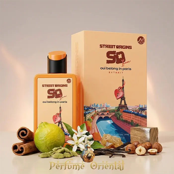 Oui Belong in Paris Street Origins 75ml Extrait Fragrance World con caja original y notas cítricas especiadas