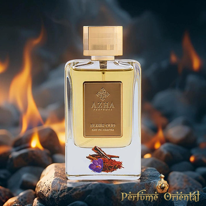 ELIXIR OUD de AZHA PERFUMES – Perfume oriental floral unisex con azafrán, caramelo, oud y ámbar, inspirado en el ritual del Bukhoor