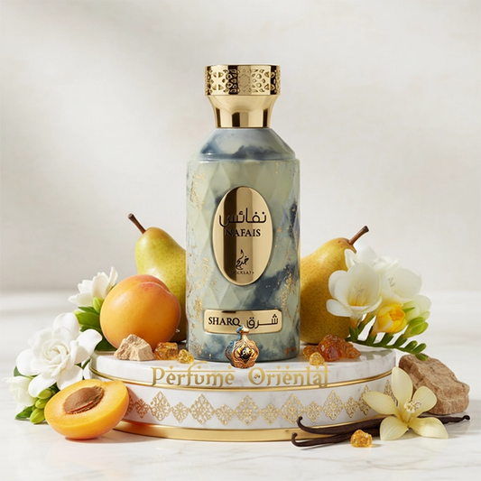 NAFAIS SHARQ KHADLAJ Perfumes fragancia femenina floral afrutada con gardenia, albaricoque, pera y ámbar