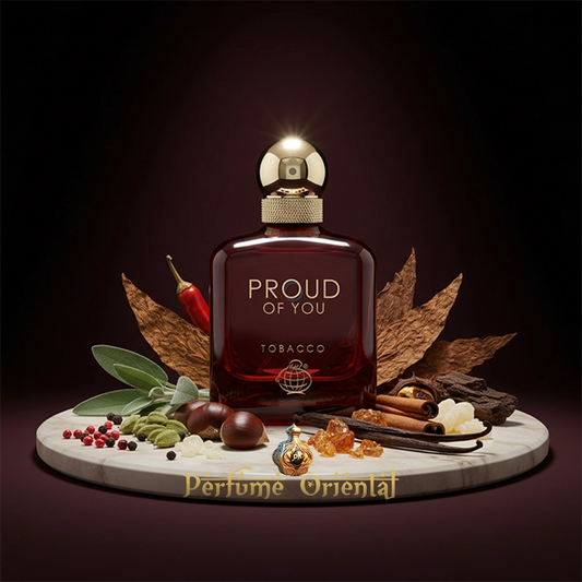 FRAGRANCE WORLD PROUD OF YOU TOBACCO fragancia masculina oriental con tabaco, especias y vainilla Bourbon