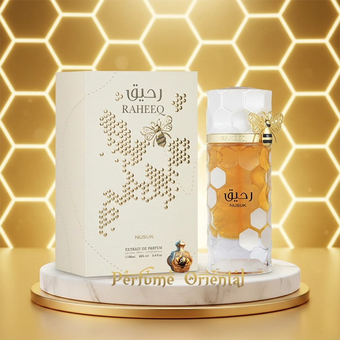 Perfume árabe unisex RAHEEQ de NUSUK – fragancia oriental de vainilla, miel y caramelo con estilo moderno | Perfume Oriental