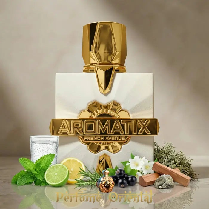 Platine Blanc Aromatix X French Avenue Fragrance World Eau de Parfum 100ml perfume árabe aromático cítrico con menta, lima, cítricos, sándalo y ámbar gris