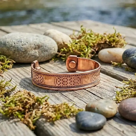 Pulsera de Cobre con Imán Flor de la Vida – Armonía y Protección Energética AURYSTONE