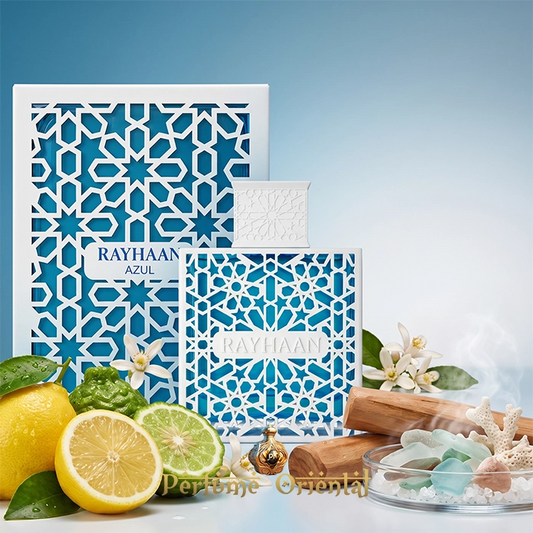 Rayhaan Azul Perfume Con Caja Presentación Completa Fragancia Aromática Marina Y Amaderada