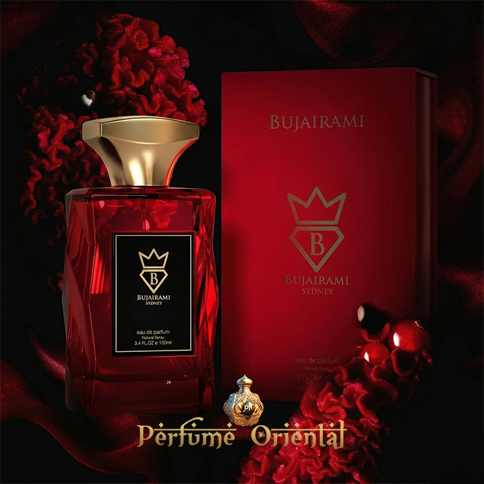 Perfume árabe Red Static de Bujairami Eau de Parfum 100 ml – fragancia floral afrutada intensa con cereza, rosa y pimienta rosa
