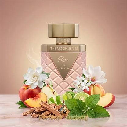 rhea ahmed al maghribi perfume arabe femenino sofisticado con notas frutales florales y fondo cremoso amaderado