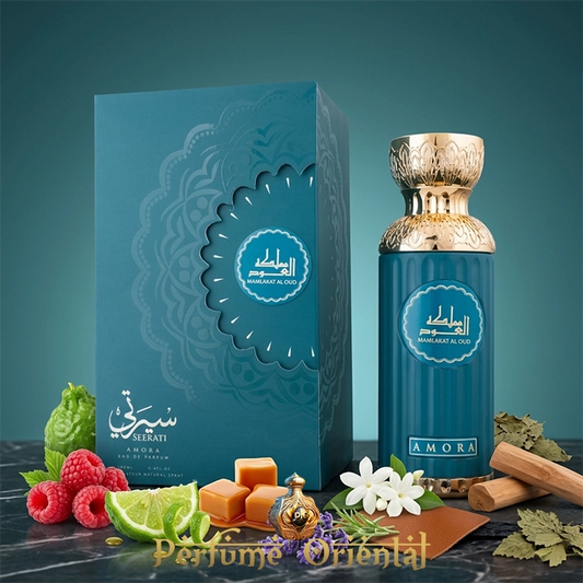 seerati amora mamlakat al oud perfume arabe unisex 100ml con caja original fragancia afrutada gourmand con caramelo y maderas
