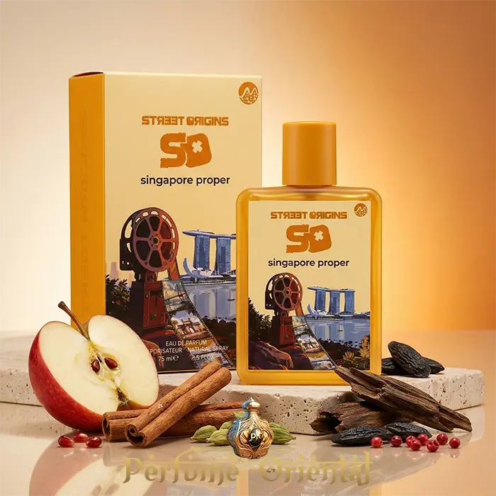 Perfume árabe Singapore Proper Street Origins 75ml con caja original – notas de manzana, canela y maderas