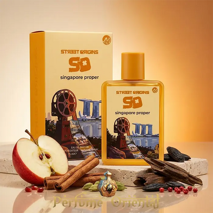 Perfume árabe Singapore Proper Street Origins 75ml con caja original – notas de manzana, canela y maderas