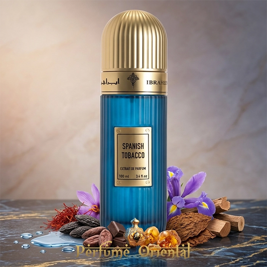 spanish tobacco ibrahim al qurashi perfume arabe unisex 100ml extrait fragancia ambarada con tabaco cacao iris y maderas perfume lujo