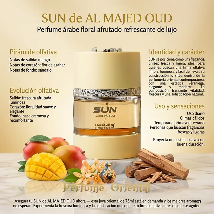 Perfume SUN de AL MAJED OUD-75ML- Unisex Floral Perfume Oriental