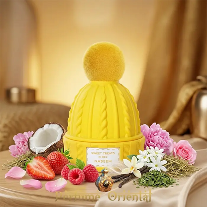 Perfume árabe Sweet Treats in Bed Naseem 80ml sin alcohol – fragancia femenina gourmand con coco, fresa y flores blancas