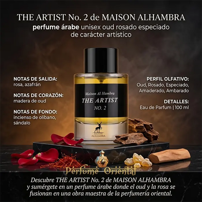 the artist no 2 maison alhambra perfume arabe unisex 100ml notas rosa azafran oud incienso sandalo fragancia oriental especiada lujo