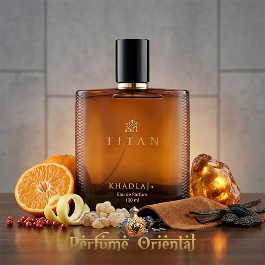 Perfume árabe Titan de Khadlaj 100ml Eau de Parfum – fragancia masculina con naranja, vainilla, resinas y maderas