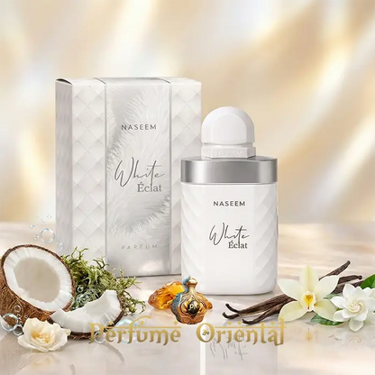 White Éclat Naseem 100ml perfume árabe sin alcohol con caja original fragancia limpia y floral